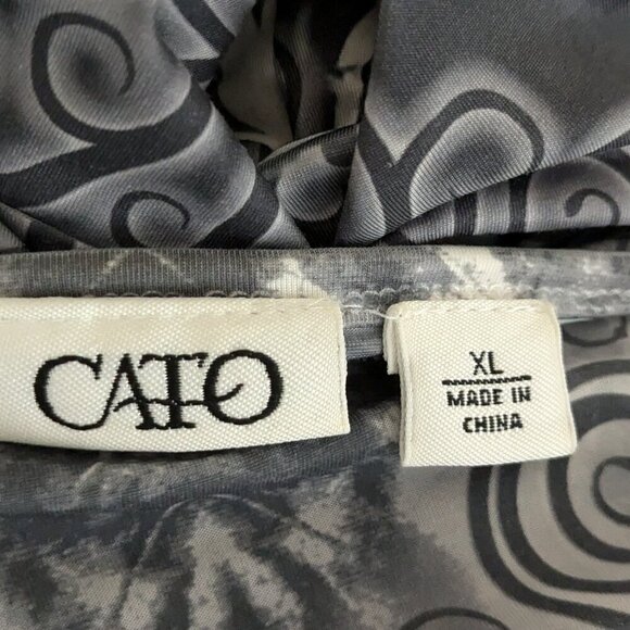 CATO Gray/White Short Sleeve Jersey Knit Sheath Dress w Sequins; Size XL - Picture 6 of 8